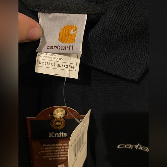 Carhartt Polo Shirt Short Sleeve Men Loose Fit K115 Black Polo XL NEW W Tags - Picture 3 of 3